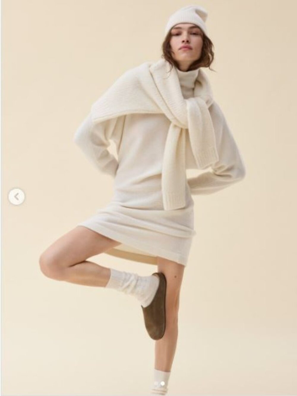 CLUB MONACO Cashmere Mock Neck Dress, sz L, ivory